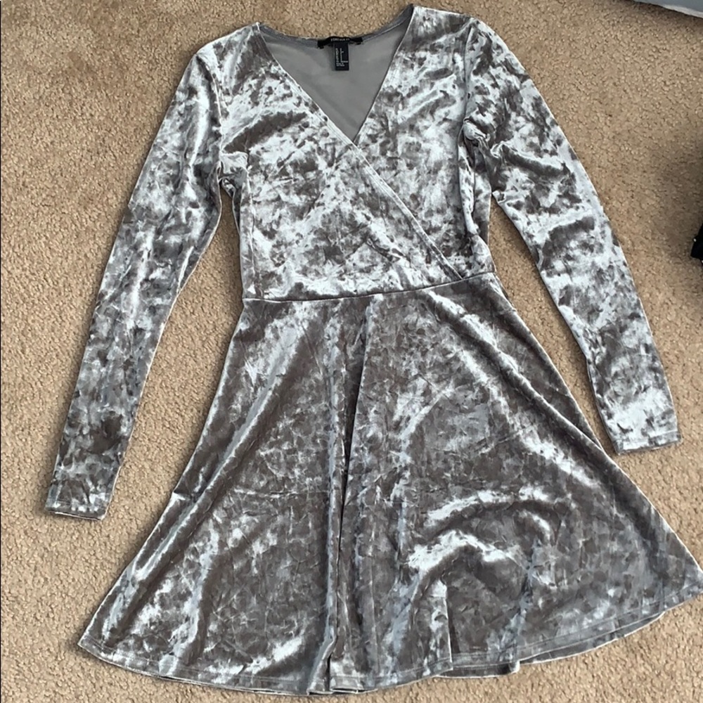 Forever 21 Silver Velvet Short Dress